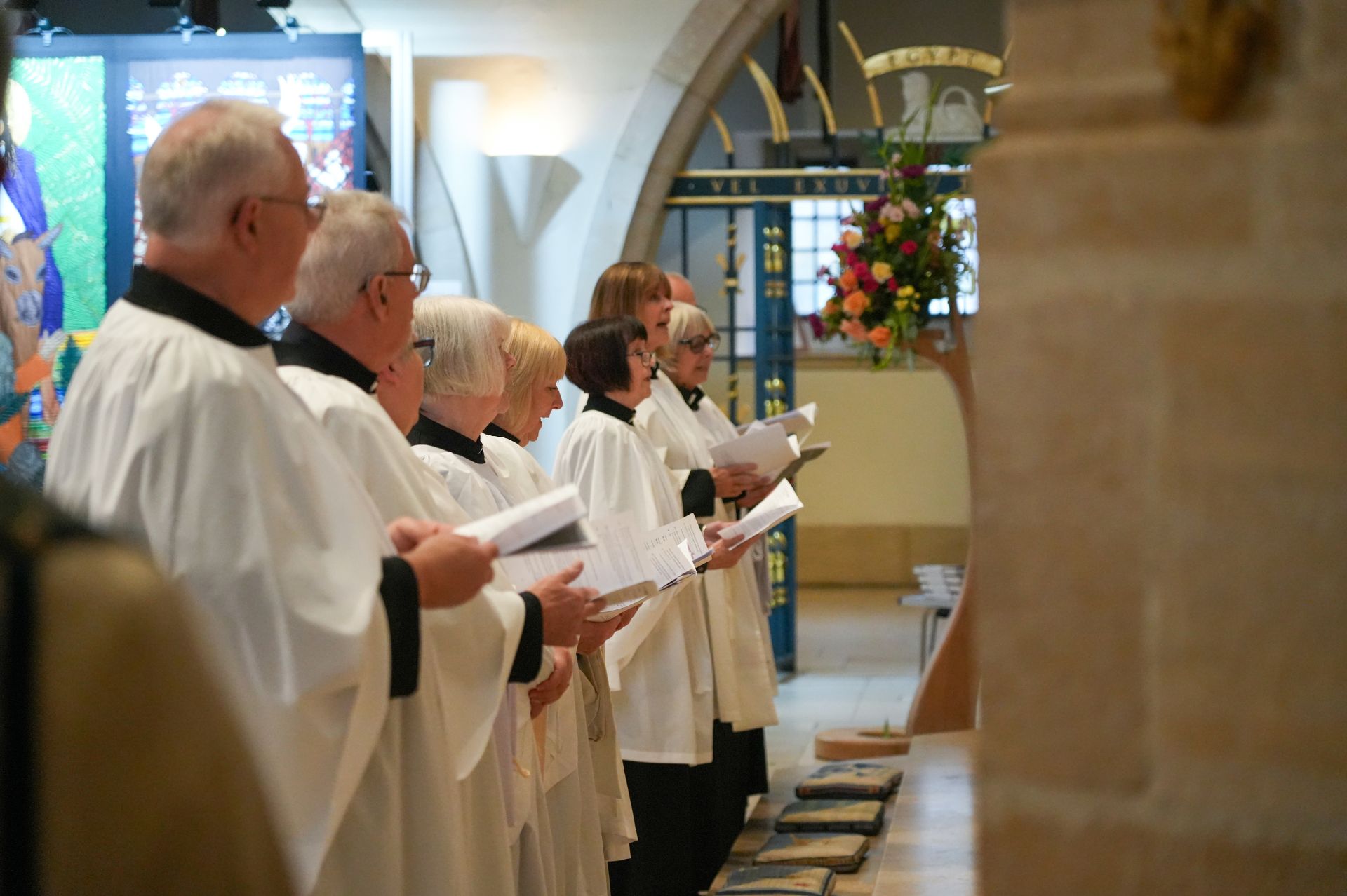 The ordinands stand facing the Bishop of Guildford.