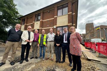 Project team and contractor at construction of Stag Hill diocesan office extension.png